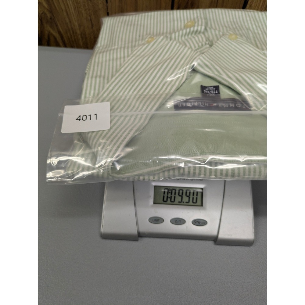 Tommy Hilfiger Short Sleeve Button Down Shirt Mens XXL Green White Striped - Picture 10 of 10